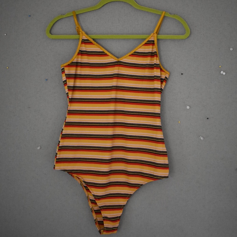 striped stretchy bodysuit